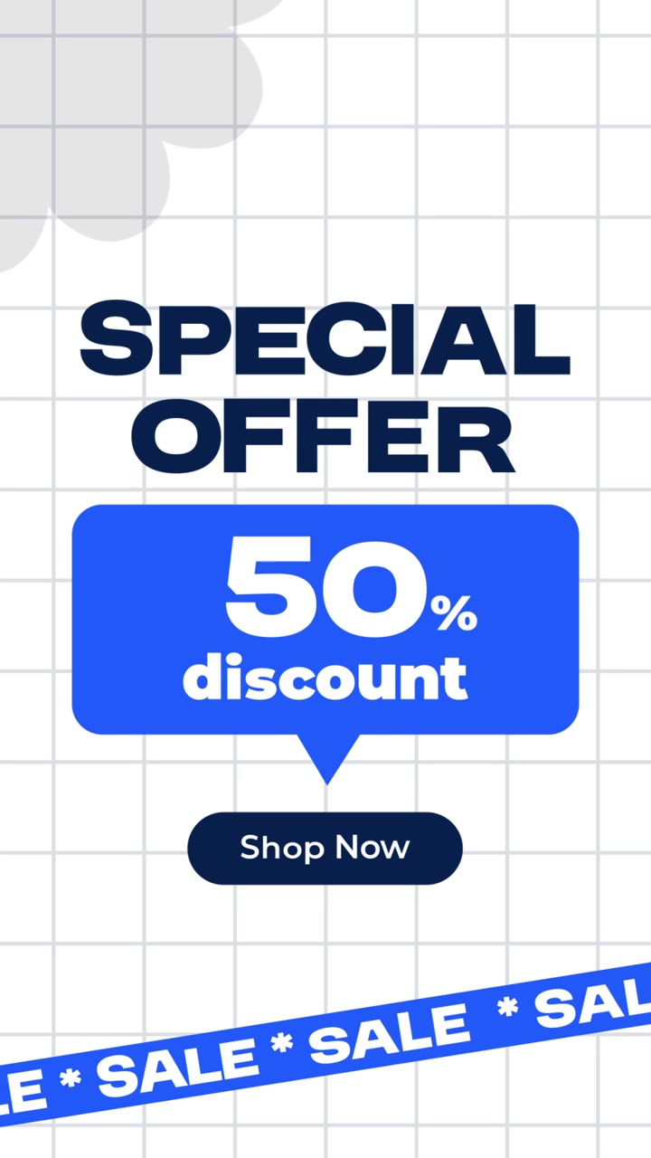 Promozione animata Offerta Speciale con sconto del cinquanta percento
