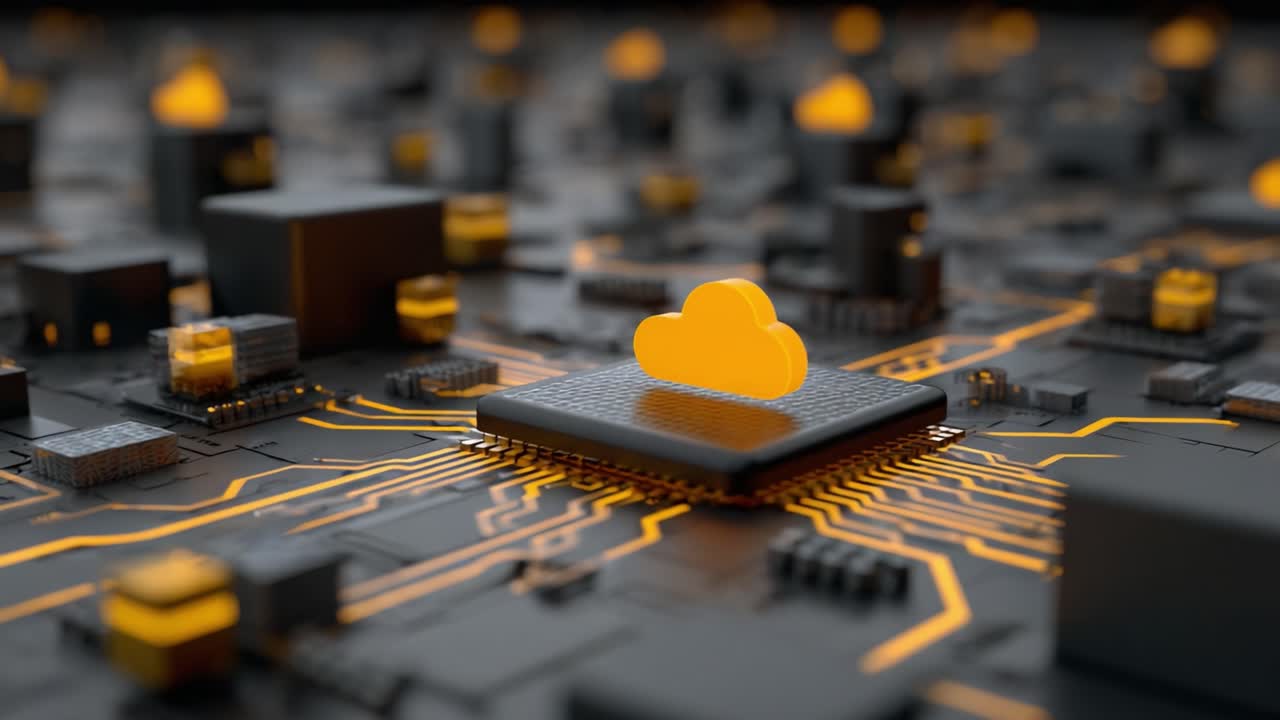Exploring the Intricate Connections within a Digital Circuit Board Featuring a Prominent Cloud Symbol, Highlighting the Fusion of Technology and Innovation