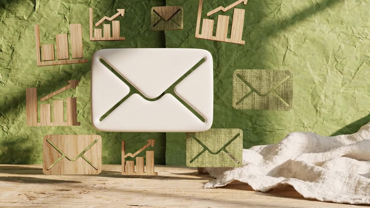 Rappresentazione creativa di comunicazione e crescita: un viaggio visivo dai messaggi tradizionali alle moderne analisi dei dati con e-mail e grafici