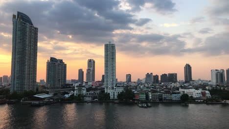 bangkok city with chao praya river in thailand