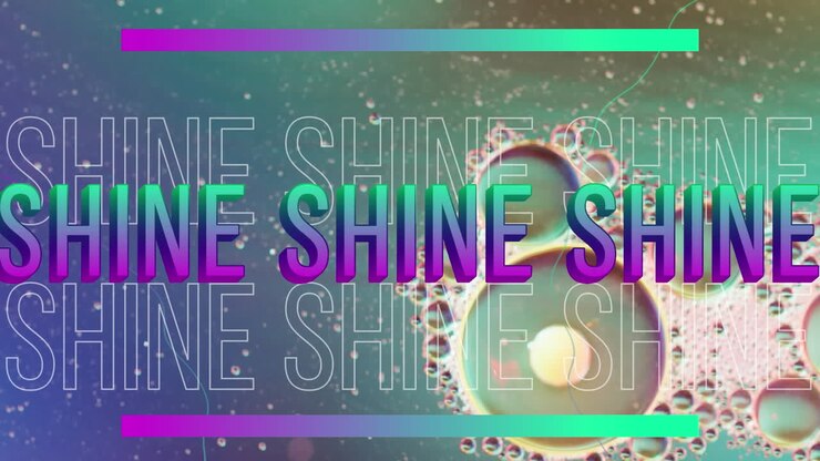 Animation of shine text over close up of liquid and baubles