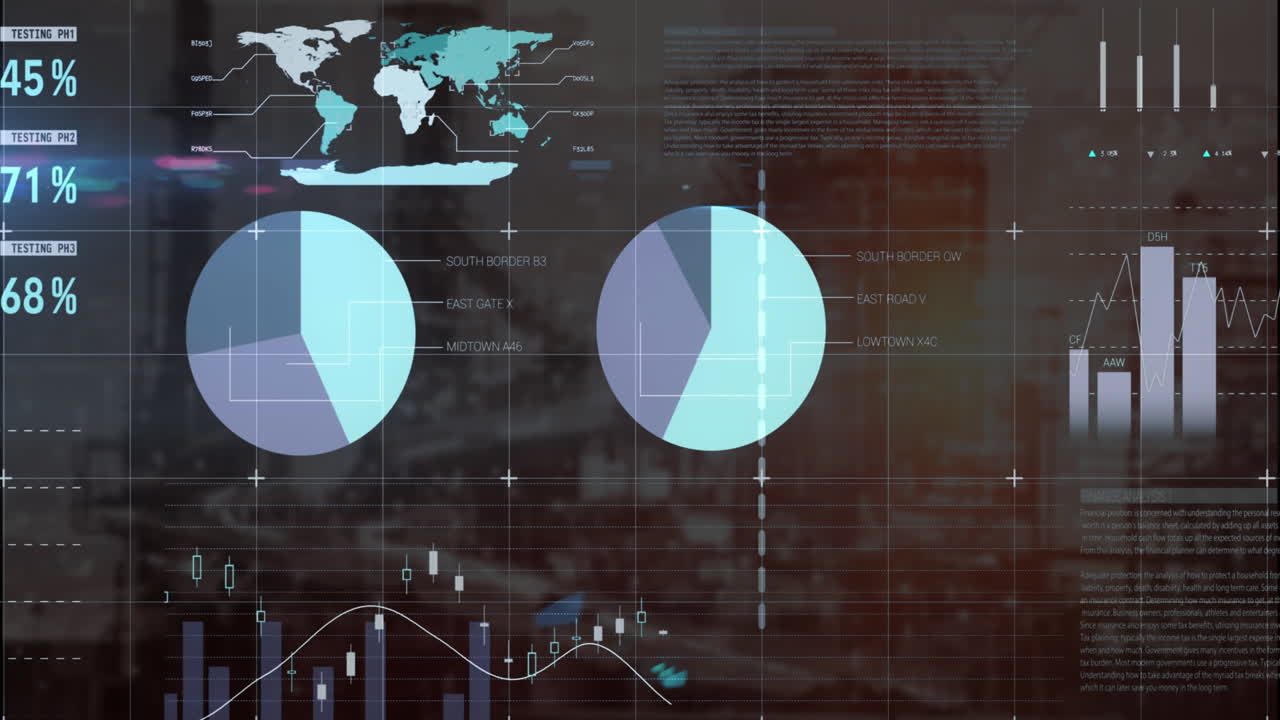 건설 현장에 대한 그리드 네트워크를 통해 통계 데이터 처리의 애니메이션