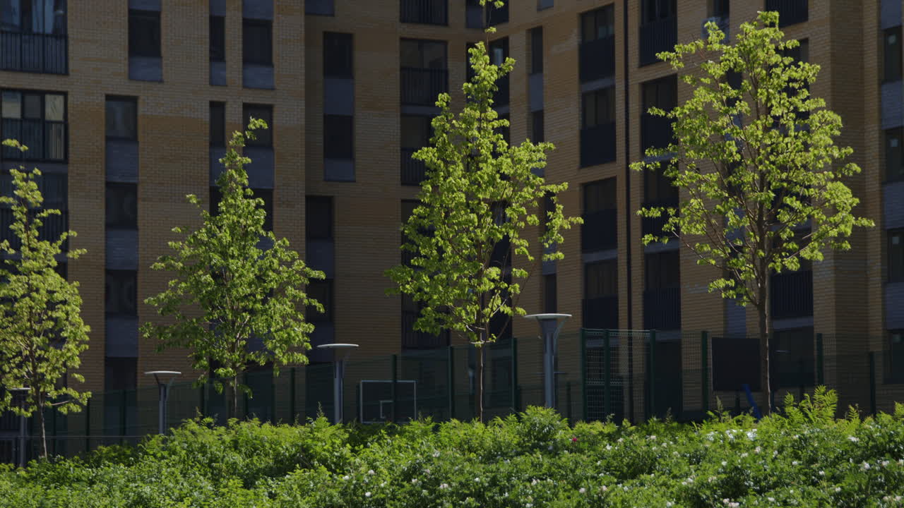Modern Apartment Building with Landscaping