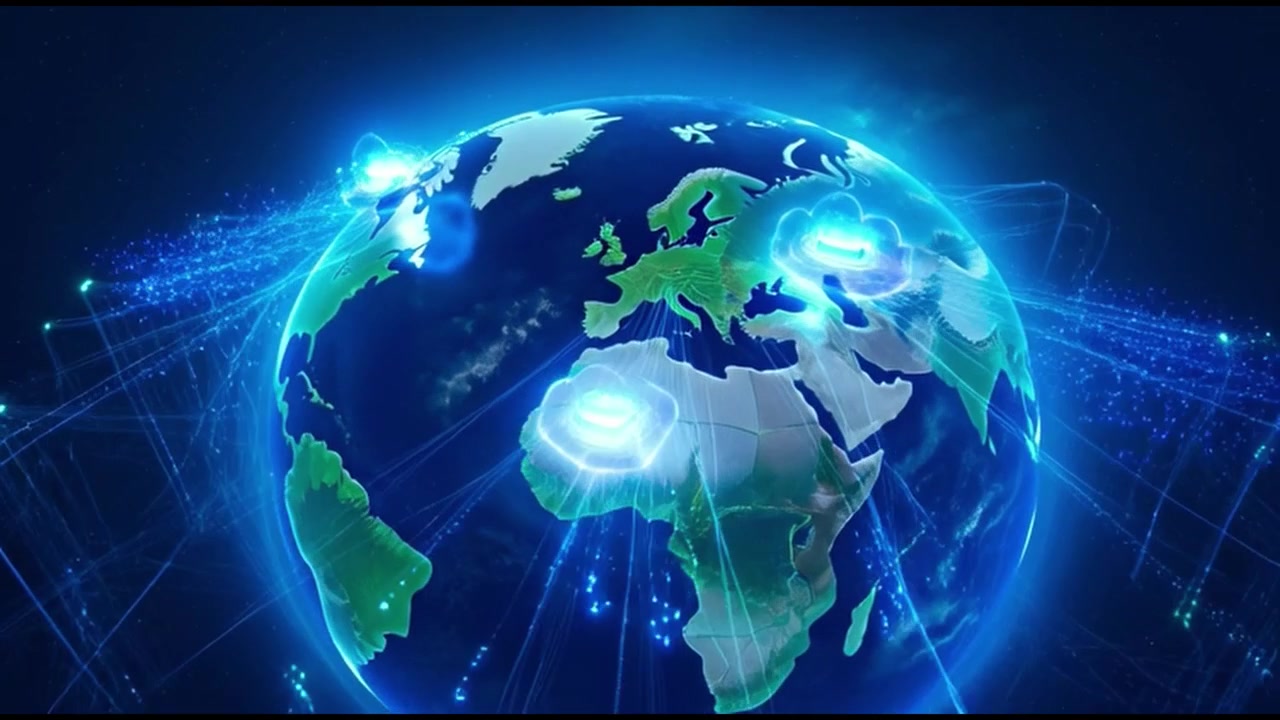 Globo terrestre digitale con connettività di rete globale e trasferimento dati