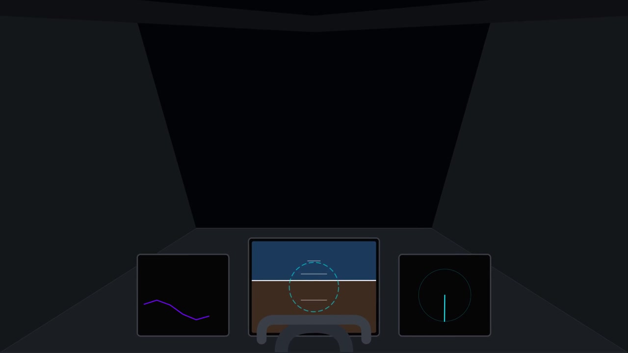 Display della cabina di pilotaggio di un simulatore di volo digitale con strumenti di navigazione