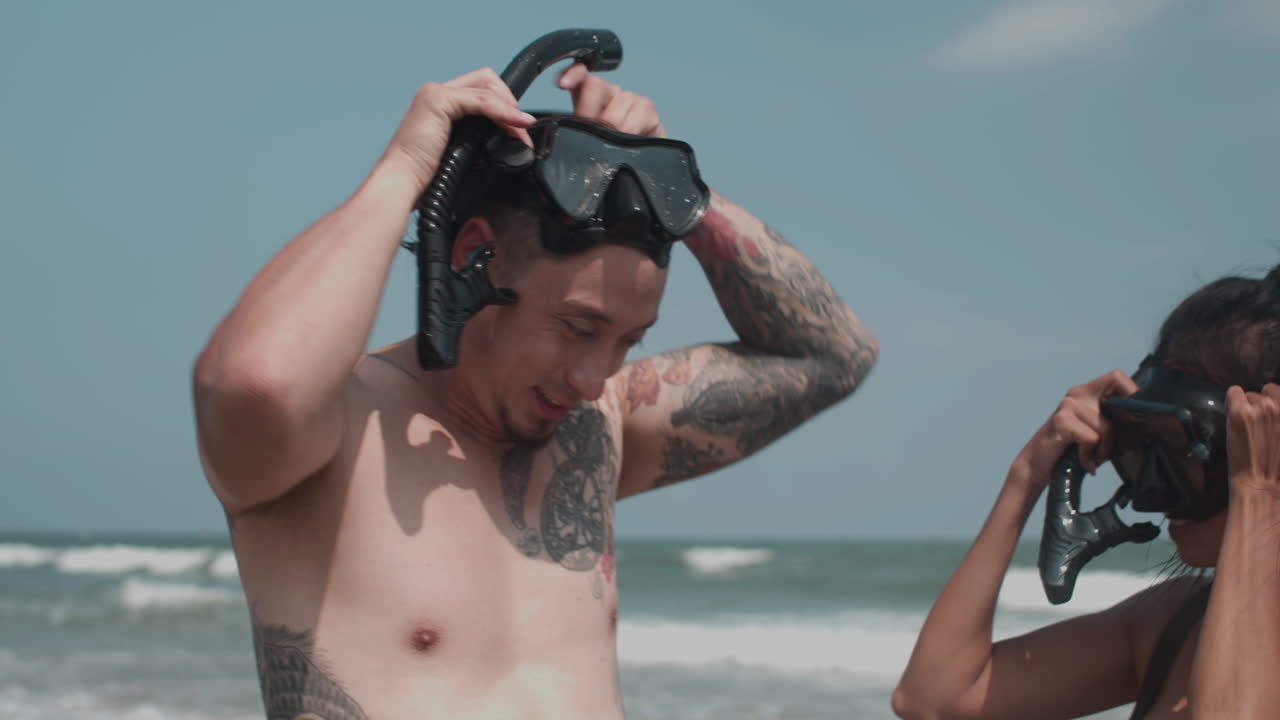 보호 안경을 착용하는 부부