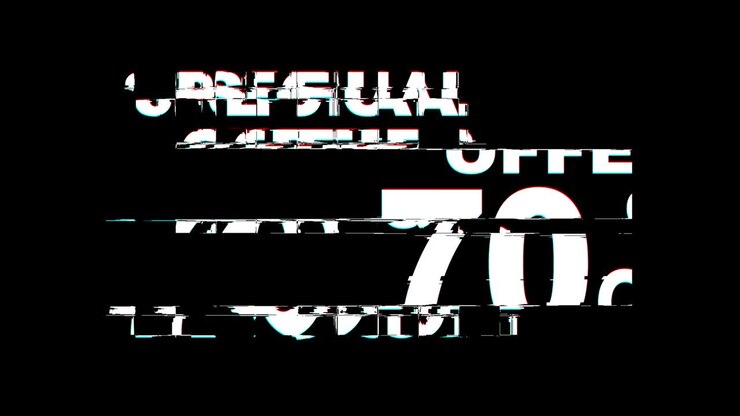 Offerta Speciale Sconto del 70% Testo con Effetto Glitch Distorsione TV Digitale Animazione in Loop 4K