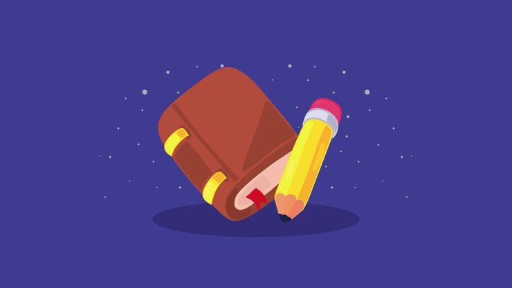 pencil and book school supplies animation