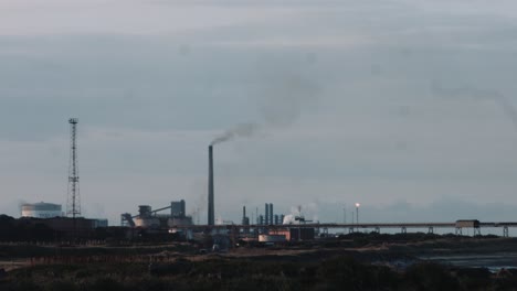 Slow-Motion-Cinematic-of-Industrial-Steelworks-at-Sunrise