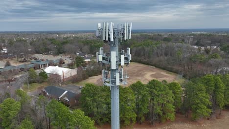 telecommunication tower in suburb district of american town