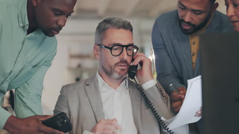 Business-man,-phone-call-and-overwhelmed-with-busy