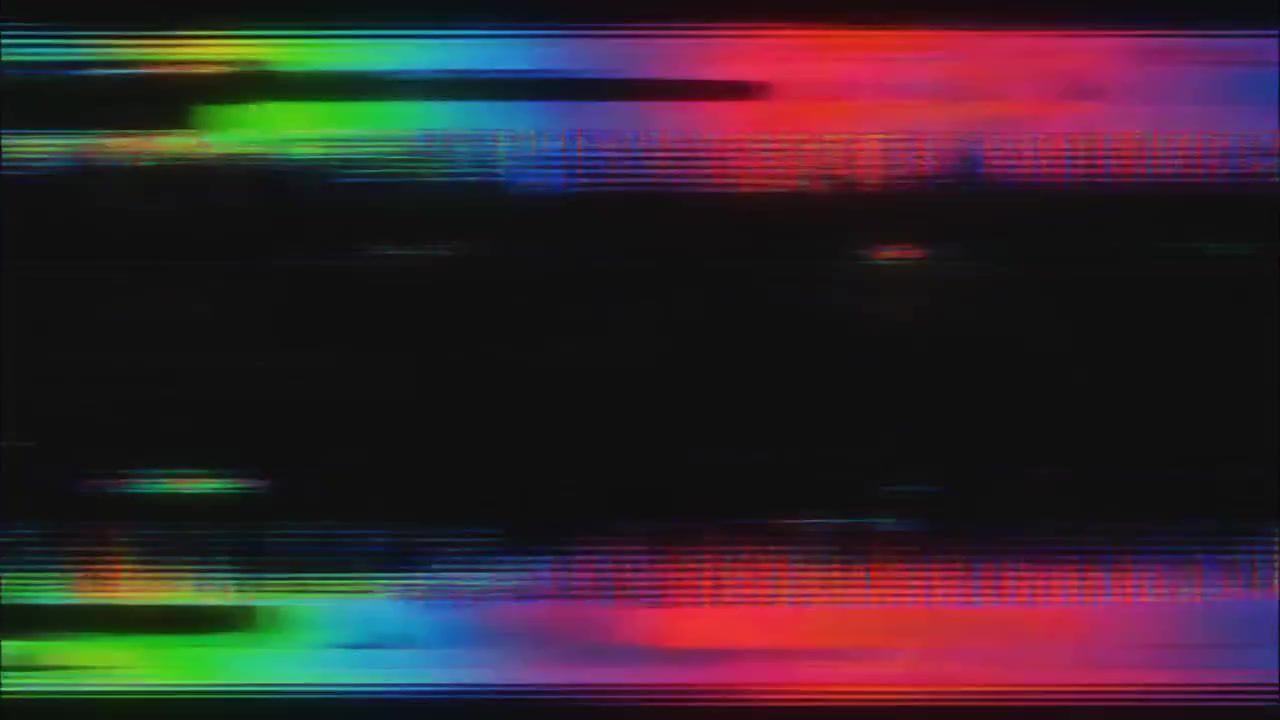 Effetto glitch digitale con linee di interferenza orizzontali colorate