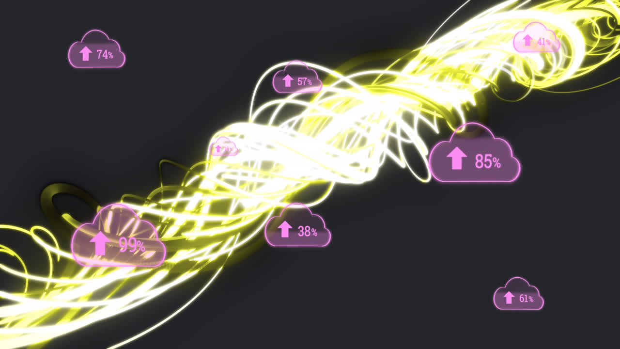 빛의 흔적 위에 구름 아이콘의 애니메이션