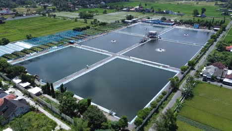 aerial footage of a ipal or wastewater treatment plant in bantul yogyakarta indonesia