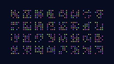 a vibrant pixelated font crafted with small dots forms each letter creating an artistic and digital appearance resembling a pixelated image