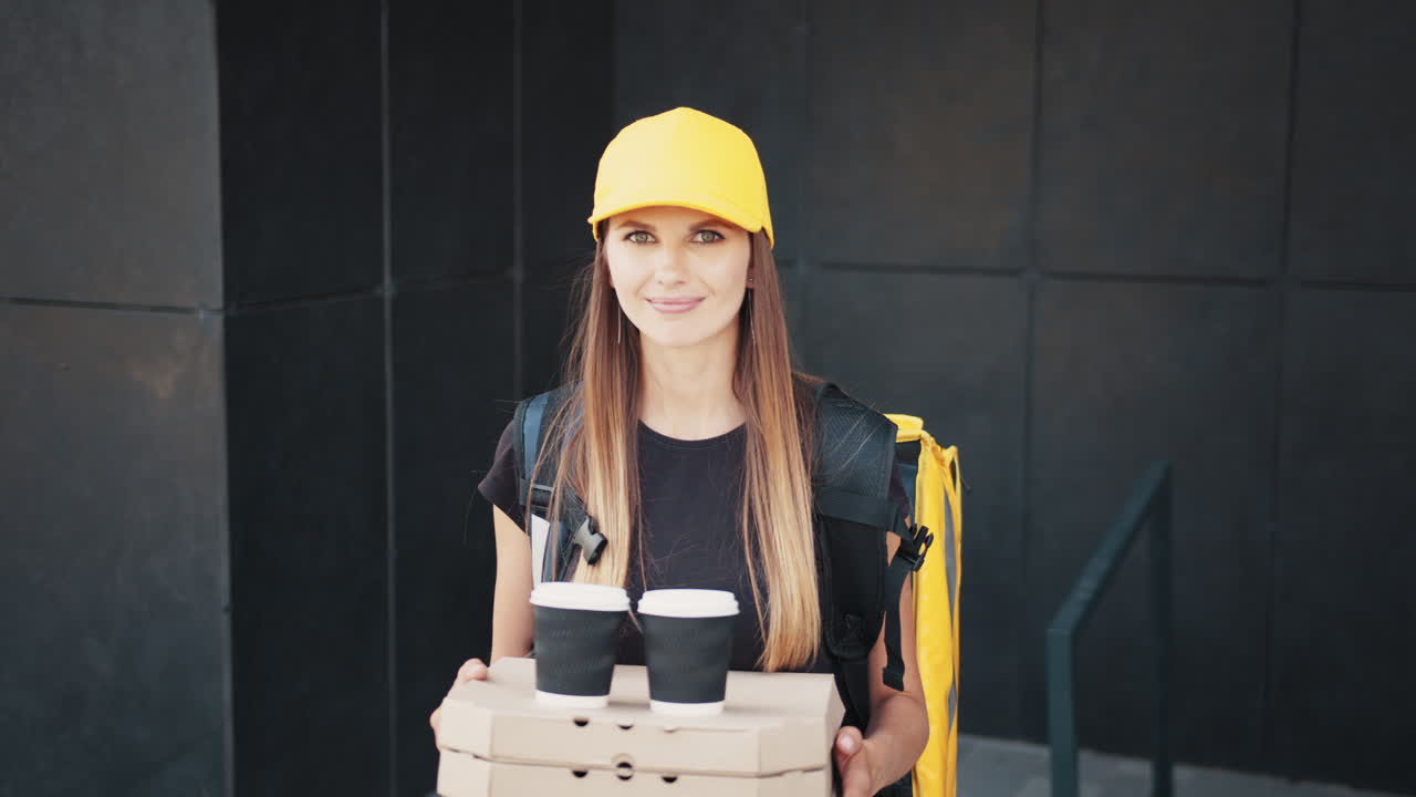 mujer repartidora de pizzas