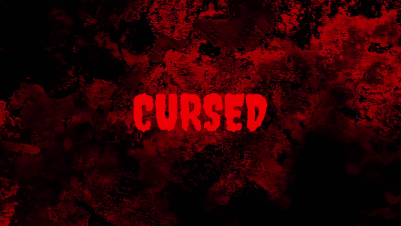 Flashing Red Cursed Text on Dark Grunge Background
