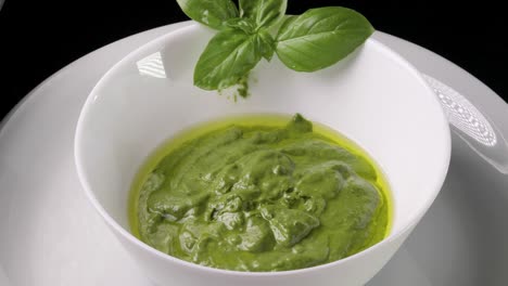 pesto sauce in a white bowl