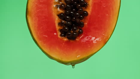 close-up of a papaya slice