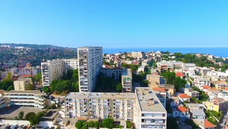 aerial view by drone of the city of algiers algeria