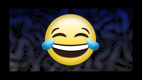 animación de un icono digital de emoji en un fondo con patrones
