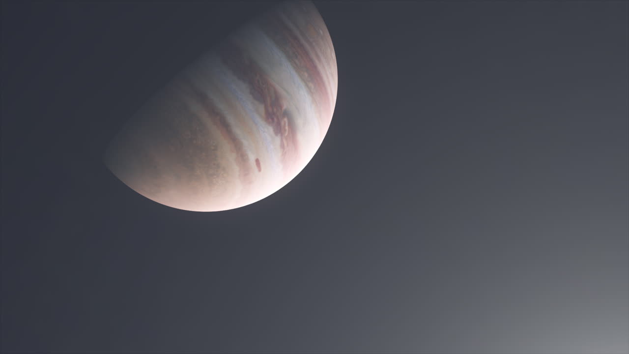 toma cinematográfica del planeta júpiter en el espacio