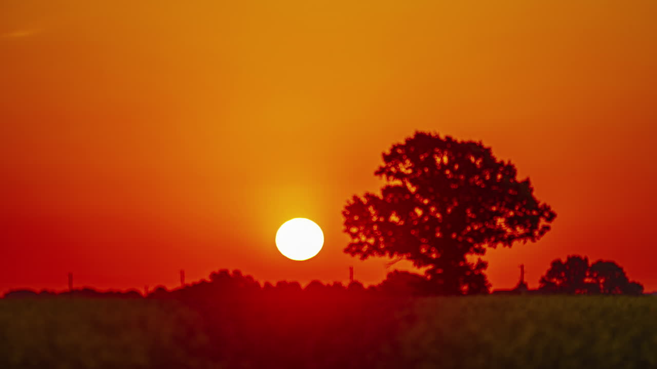 시골 들 위 의 밝은 은 황혼 하늘 에 대 한 달출