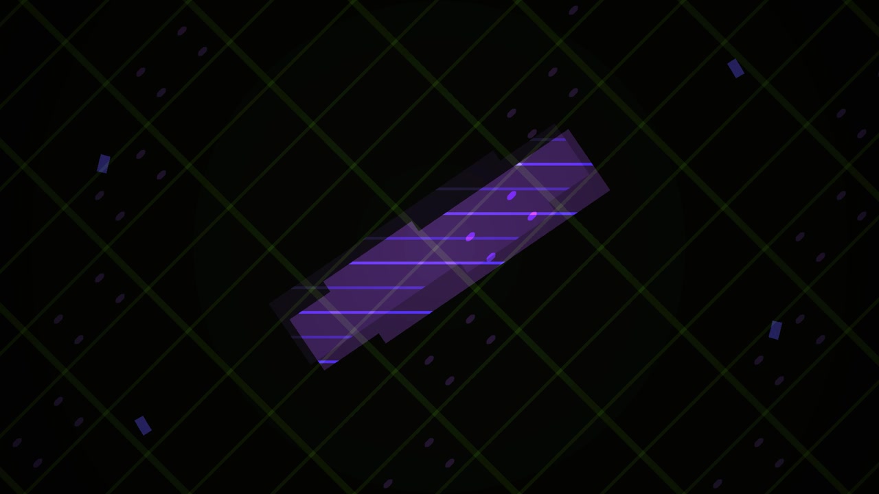 Abstract Purple Geometric Shape Rotating on Digital Grid Background