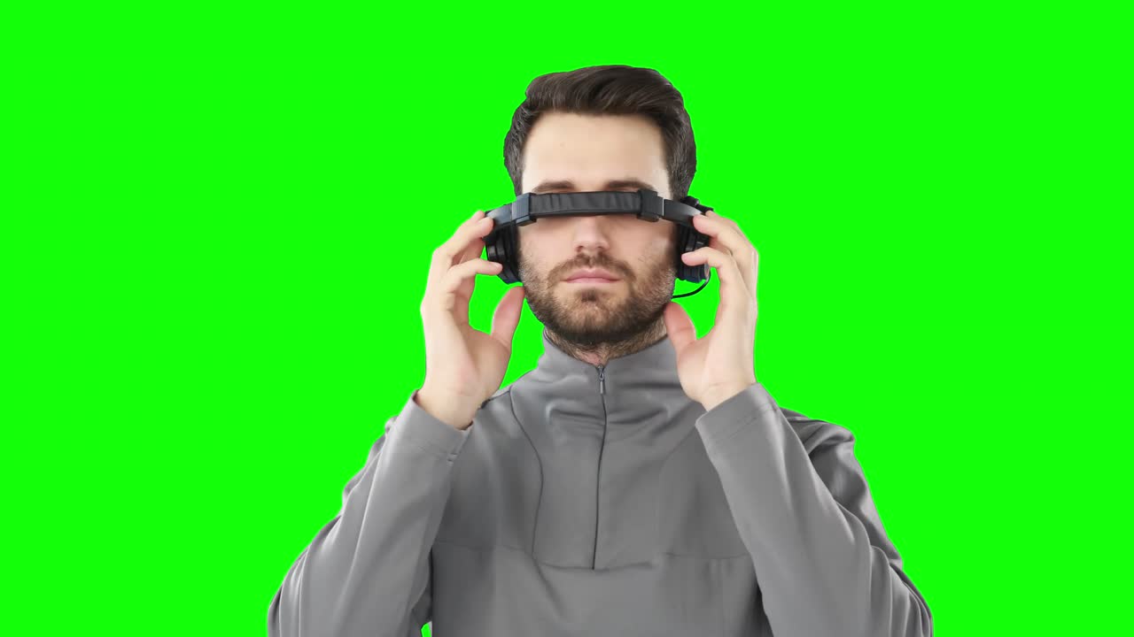 Man using virtual reality headset