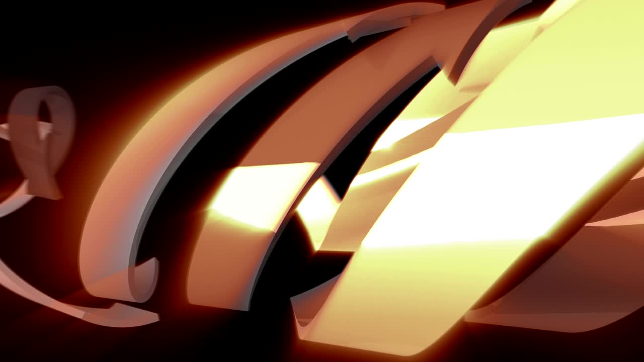 Golden 3D arrows move on black background, CG animation, seamless loop