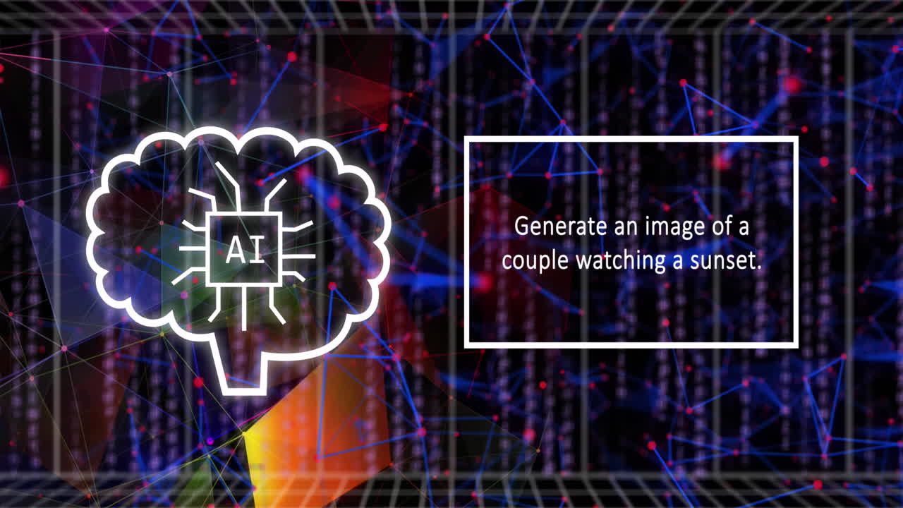 animación de texto de inteligencia artificial y procesamiento de datos