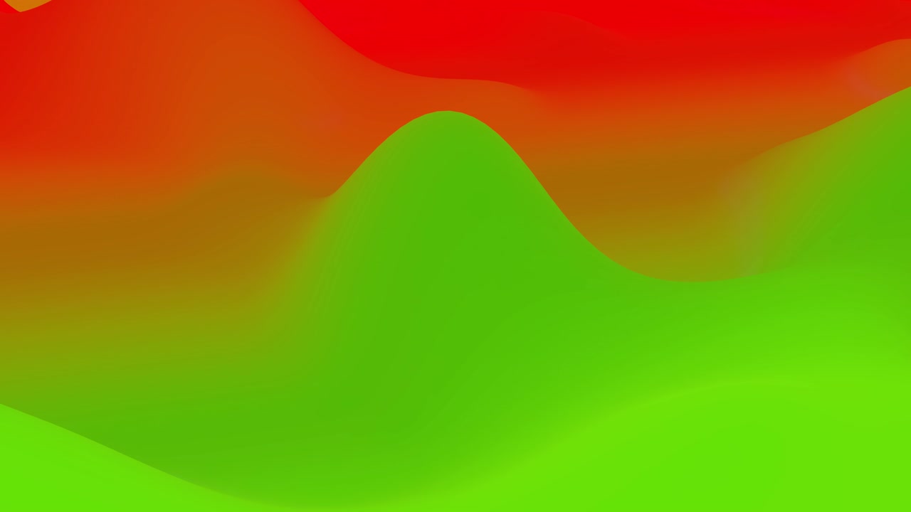 Fantastically colorful landscape. 4k abstract looped fantastic background, liquid gradient of paint with internal glow forms hills or peaks that change smoothly in the cycle. Green red