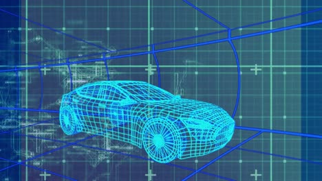 animazione di auto con interfaccia grafica utente che si muove sul ponte contro il modello di griglia