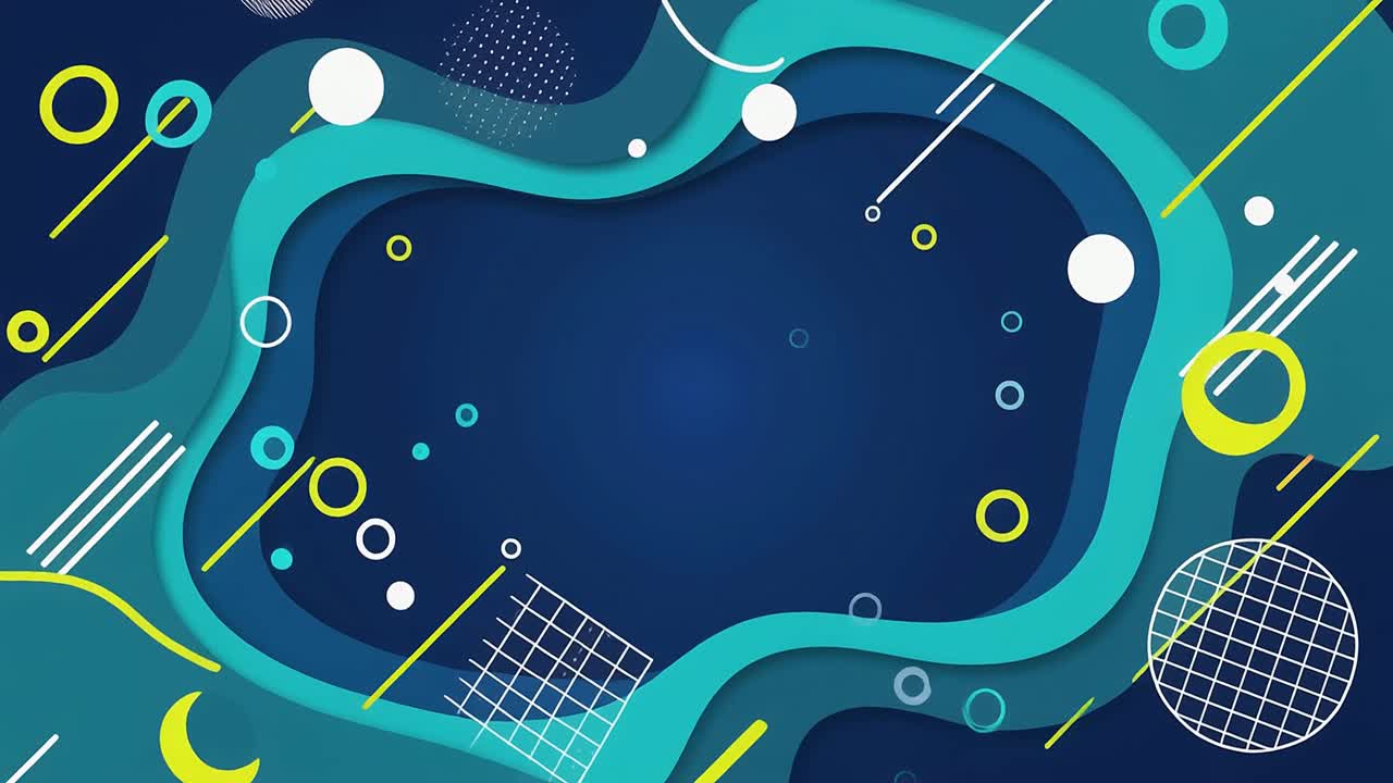 Modern Abstract Motion Graphics with Blue Wavy Shapes and Geometric Elements