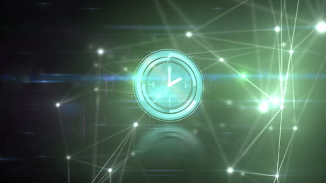 animación de la red de conexiones durante el reloj moviéndose rápidamente