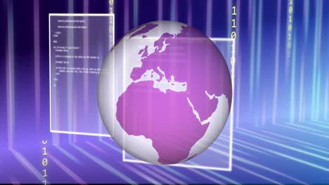 animación de codificación binaria y procesamiento de datos en todo el mundo