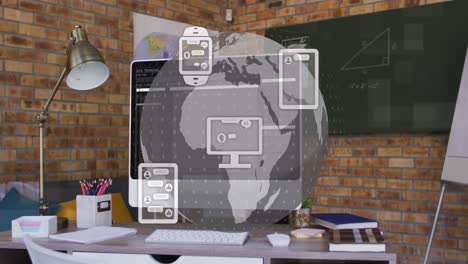 Animación-De-íconos-De-Ai-Y-Globo-Terráqueo-Sobre-Computadora-En-La-Oficina