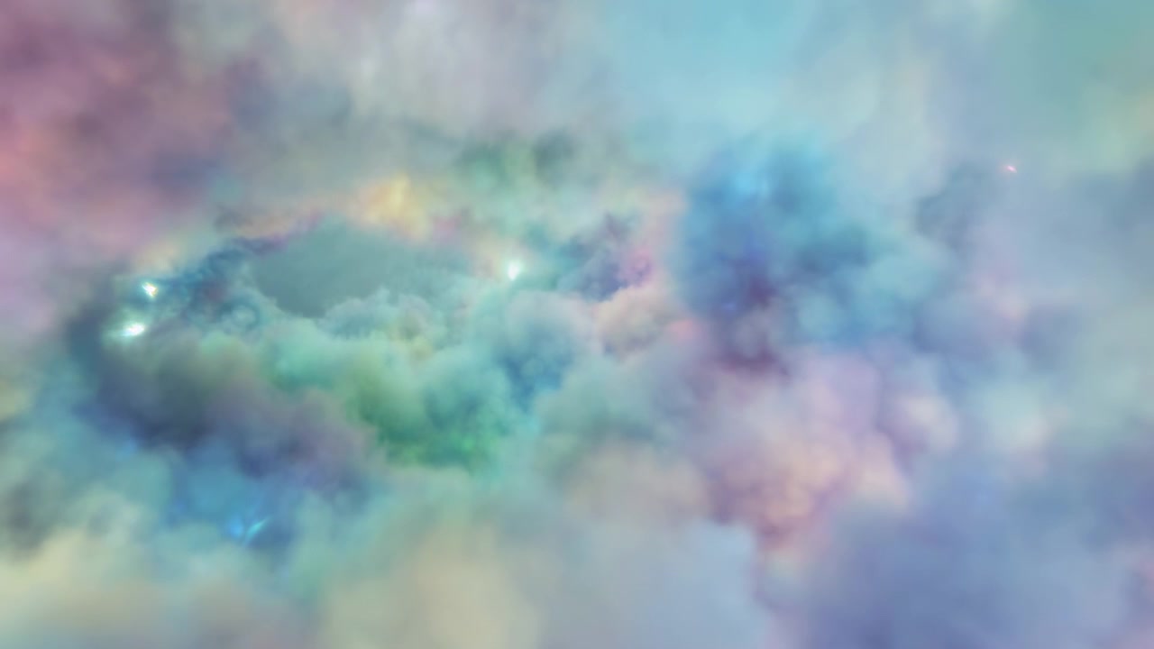 Soft pastel cloudscape with gentle gradient hues, diffused light, and airy haze creates dreamy atmospheric sky. Calm abstract setting for serene background scenes and visual projects