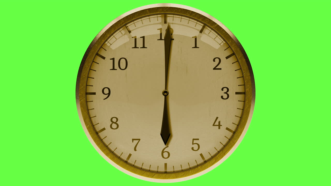 12 hours Time Lapse 60fps 4k Gold Wall clock Transparent BG