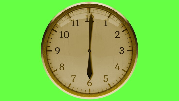 12 hours Time Lapse 60fps 4k Gold Wall clock Transparent BG