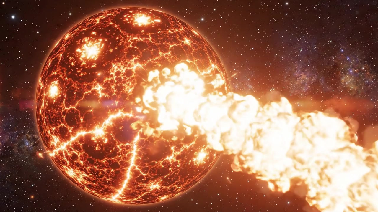 An Incredible Cosmic Phenomenon: A Fiery Star Igniting and Erupting in the Vast Expanse of Space, Showcasing the Beauty of Celestial Explosions and Stellar Activity
