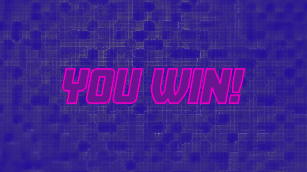 파란색 배경에 움직이는 모양 위에 텍스트를 이기는 애니메이션