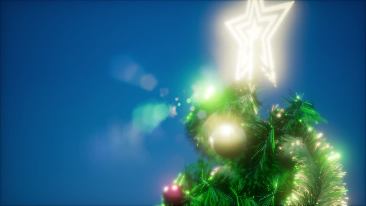 foto de estudio alegre de un árbol de navidad con luces coloridas