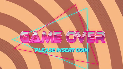 Animation-Von-Game-Over,-Nur-Text-über-Kreisen-Auf-Orangefarbenem-Hintergrund