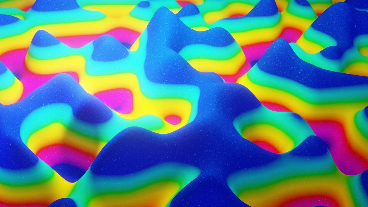 patrón ondulado abstracto en una superficie brillante y brillante, color arco iris de gradiente líquido, ondas en el fluido de pintura en animación suave. brillo en líquido viscoso 3d. retroceso creativo