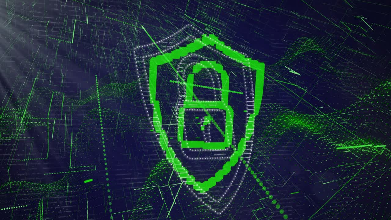 animación del procesamiento de datos a través de un candado de seguridad en línea