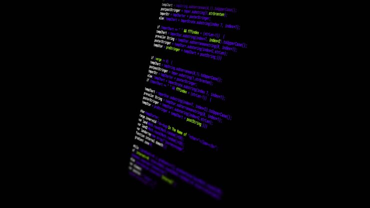 Анимация цифровой обработки данных на черном фоне.