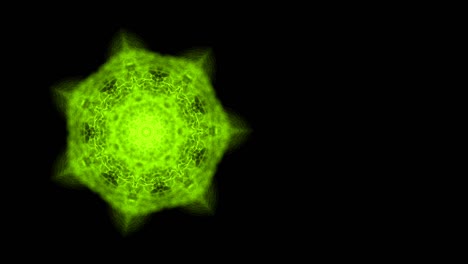 patrón simétrico que parece una telaraña o una flor que se extiende y se estrecha, cambiando de color sobre un fondo negro.