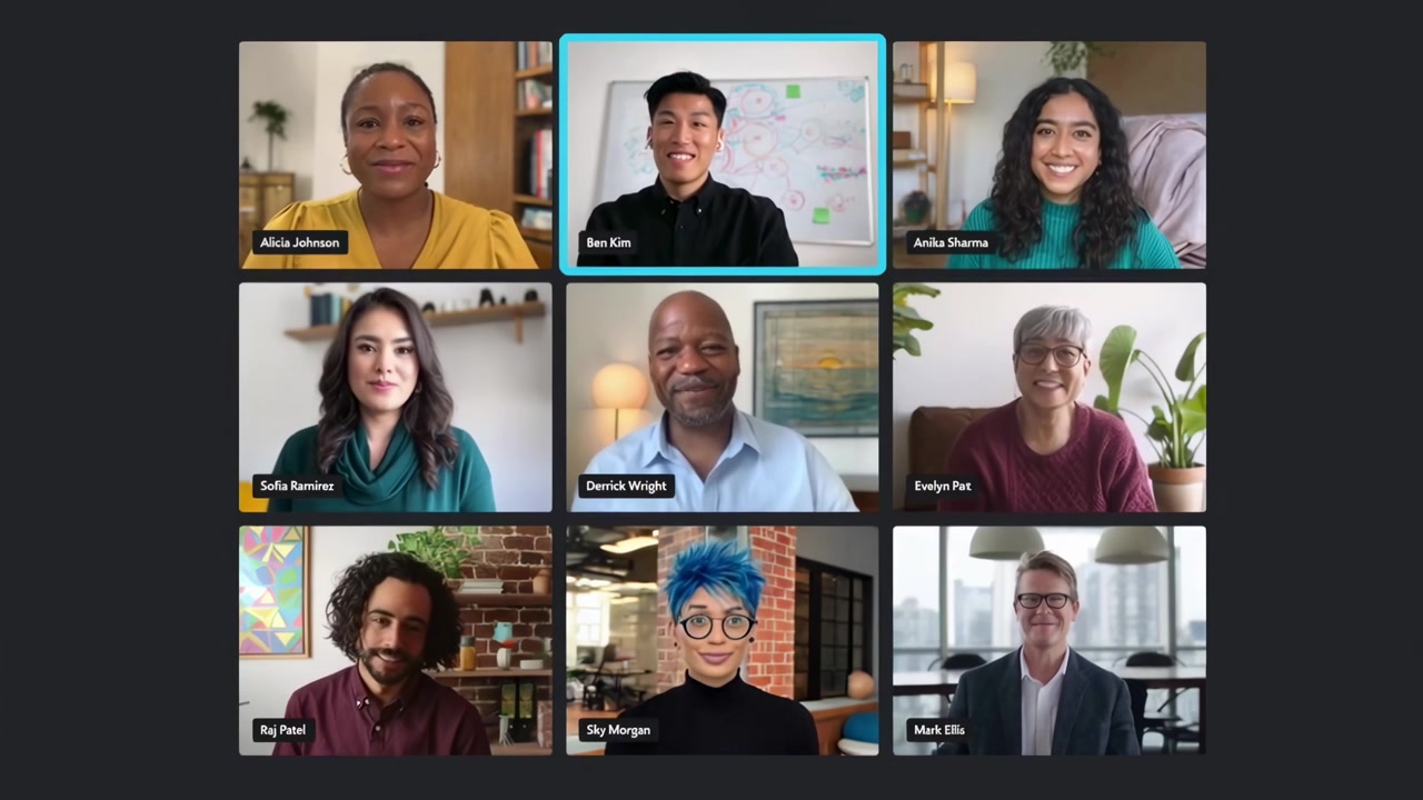 Diverse Group of People Participating in a Video Conference Call
