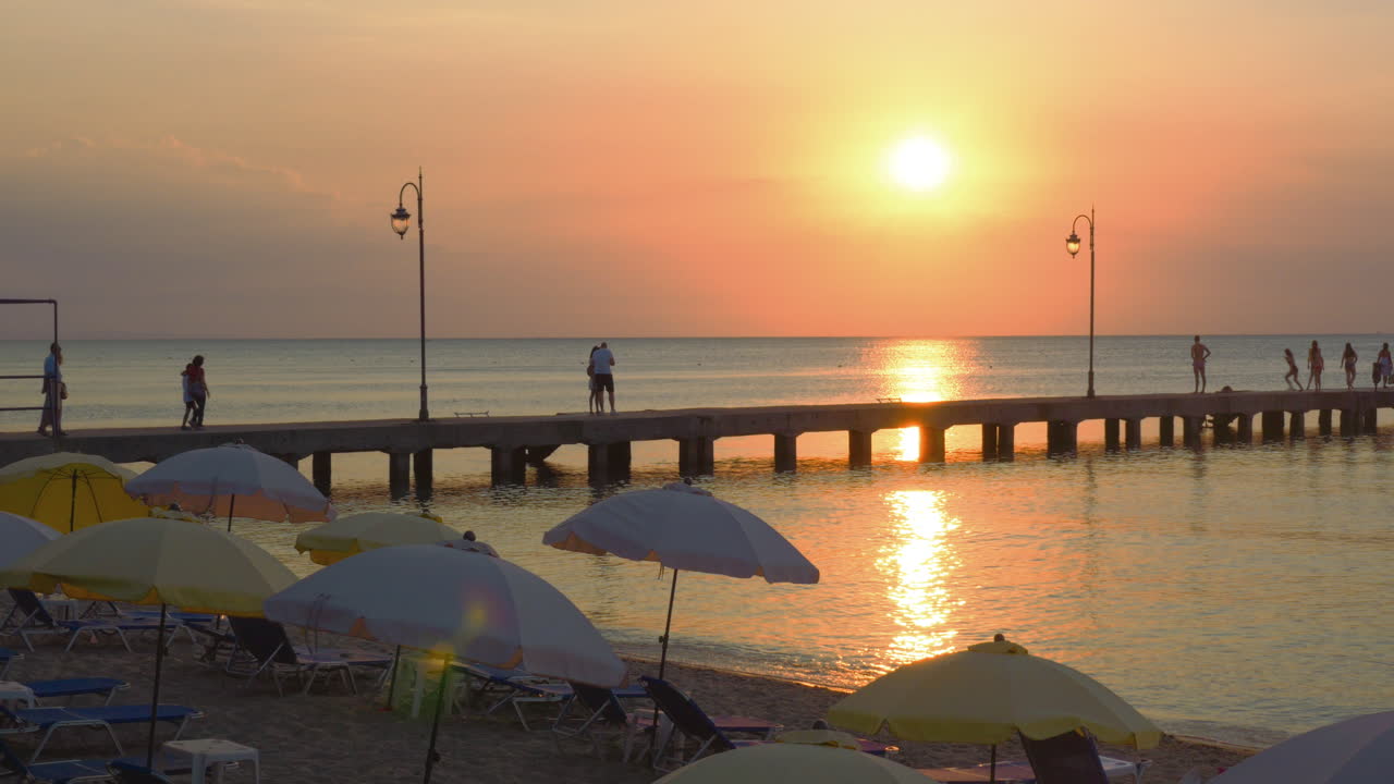 Pier on a Beach Resort at Sunset
